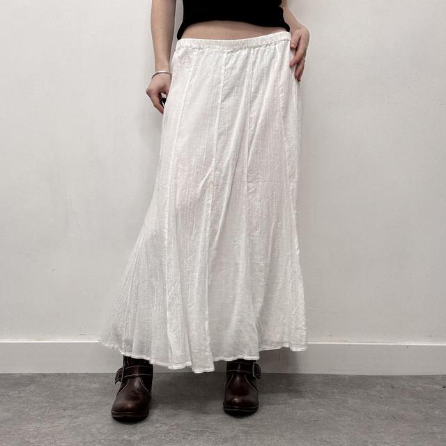 White cotton flared maxi skirt