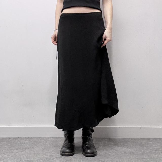 Black sheer layered midi skirt