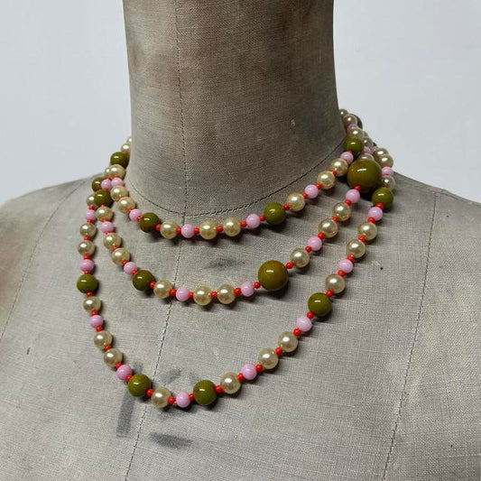 Pearl crystal layered necklace