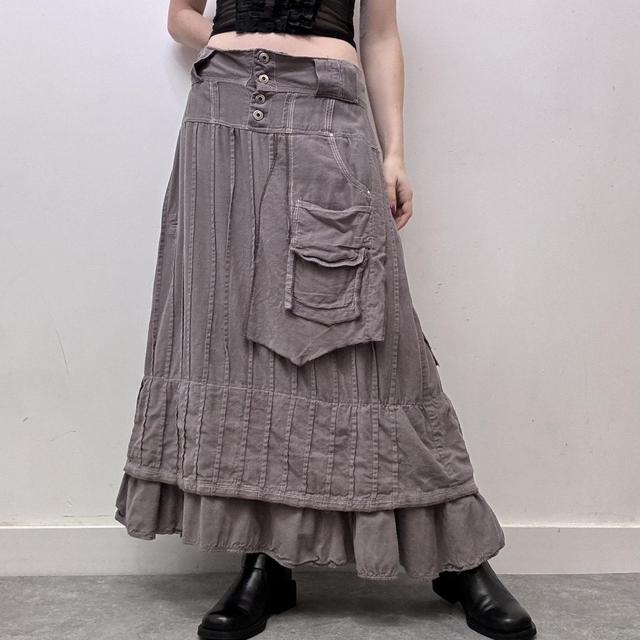 Pinstripe archival cargo maxi skirt