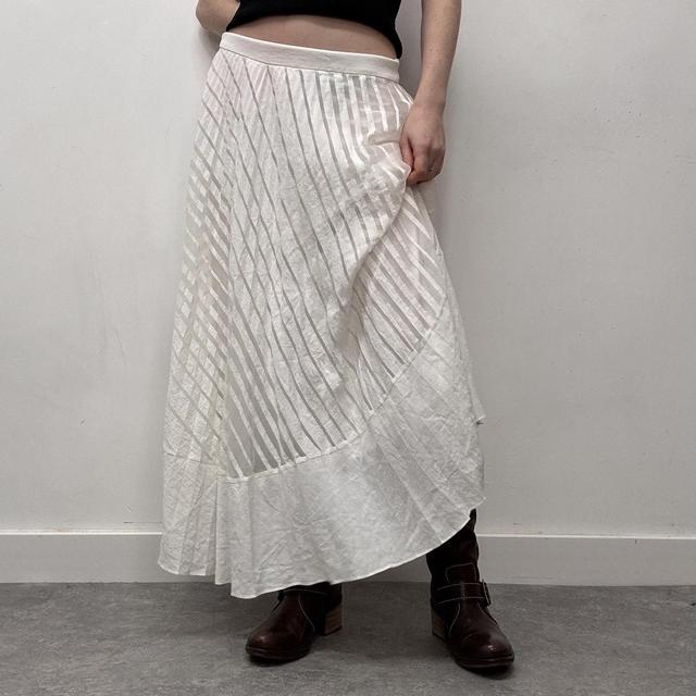 Pinstripe asymmetric maxi skirt