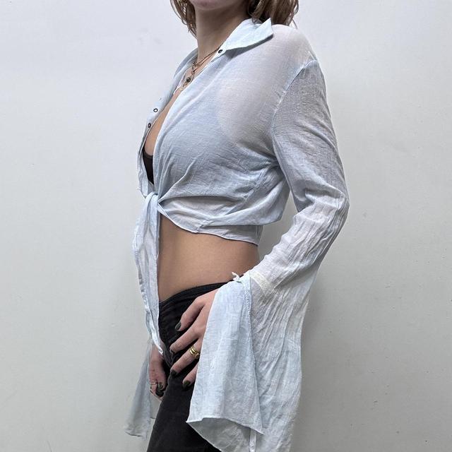 Flared blue gothic eyelet shirt