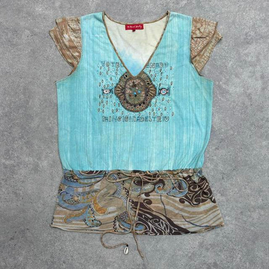 Graphic boho fairy blouse top