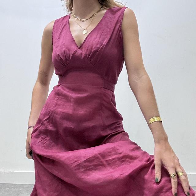 Coquette pink layered flared midi dress