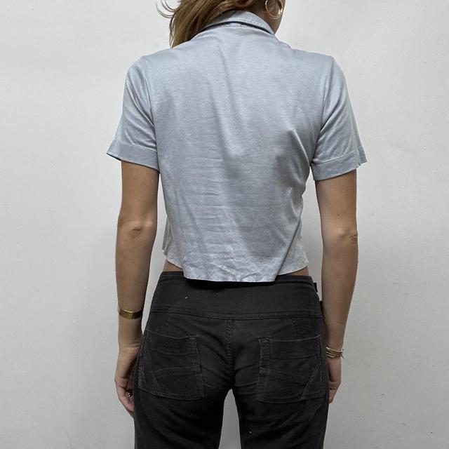 Preppy button cropped polo shirt