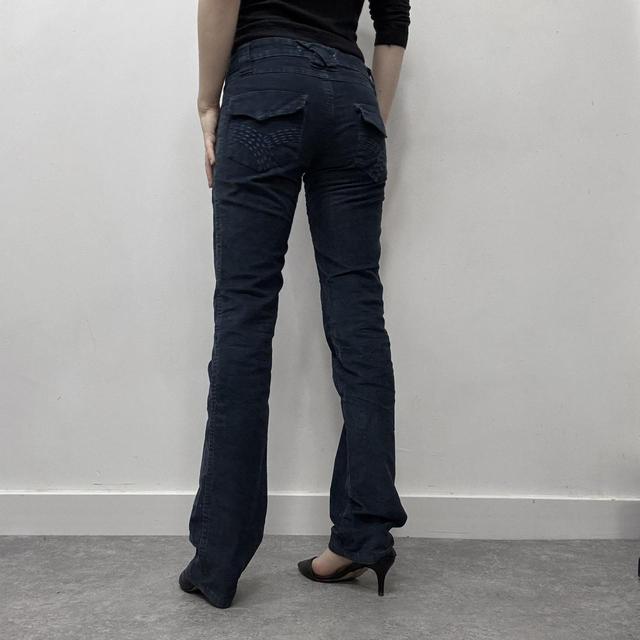 Blue straight-leg cord jeans