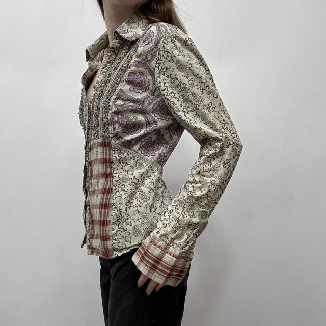 Patchwork checked fairy shirt