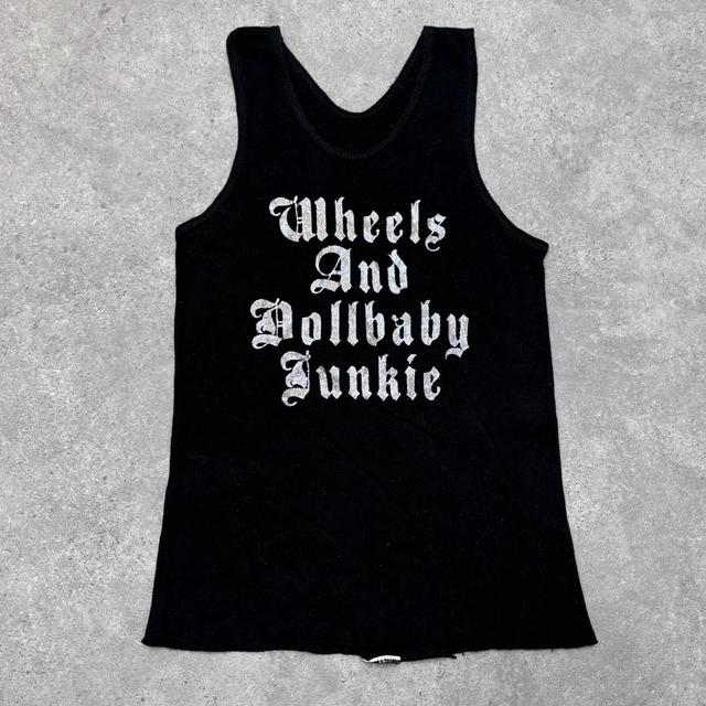 Black graphic text vest