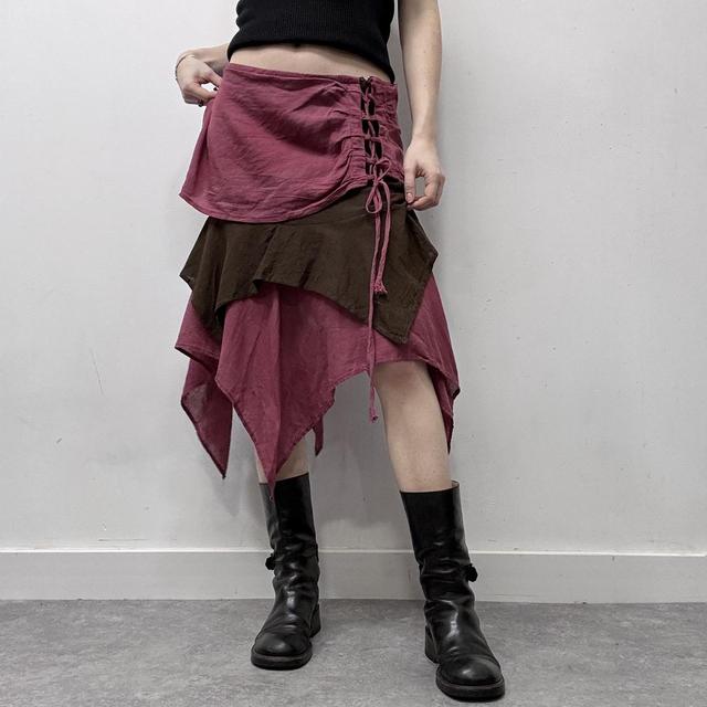 Pink asymmetric corset layered skirt
