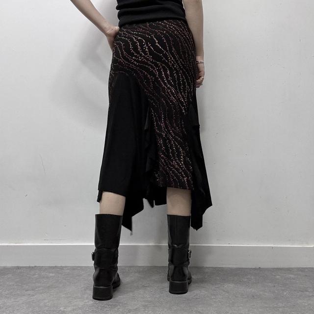 Grunge glitter asymmetric midi skirt