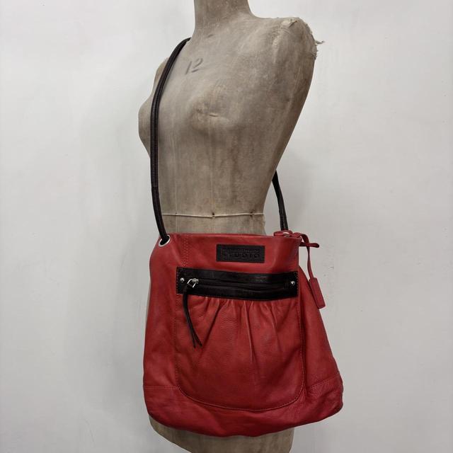 Red leather crossbody bag