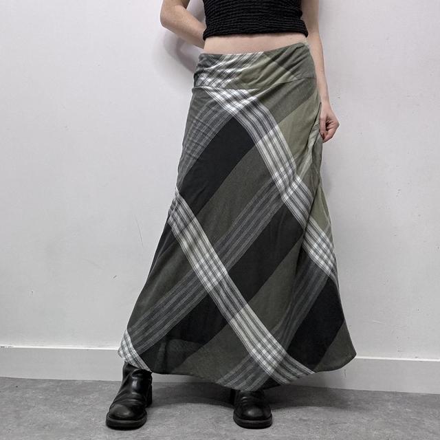 Oversized print tartan checked maxi skirt
