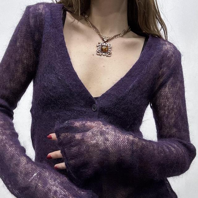 Sheer mohair Miu Miu flare cardigan