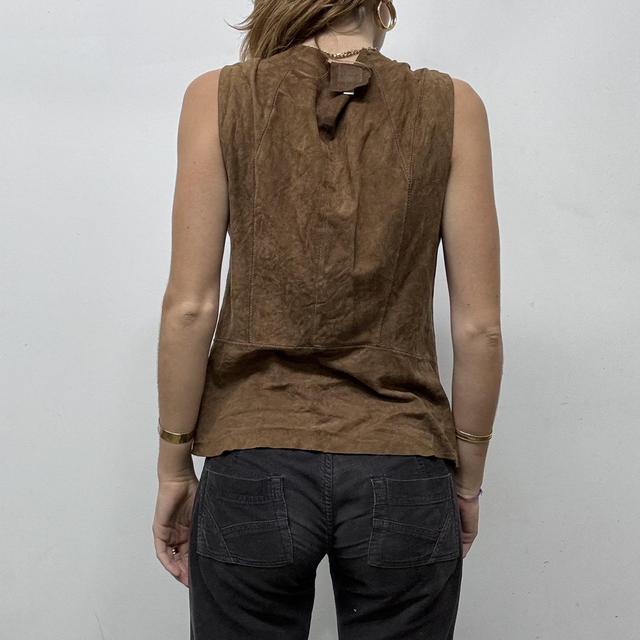 Brown suede leather waistcoat