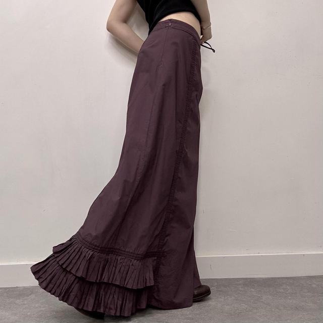 Purple pleated cargo maxi skirt
