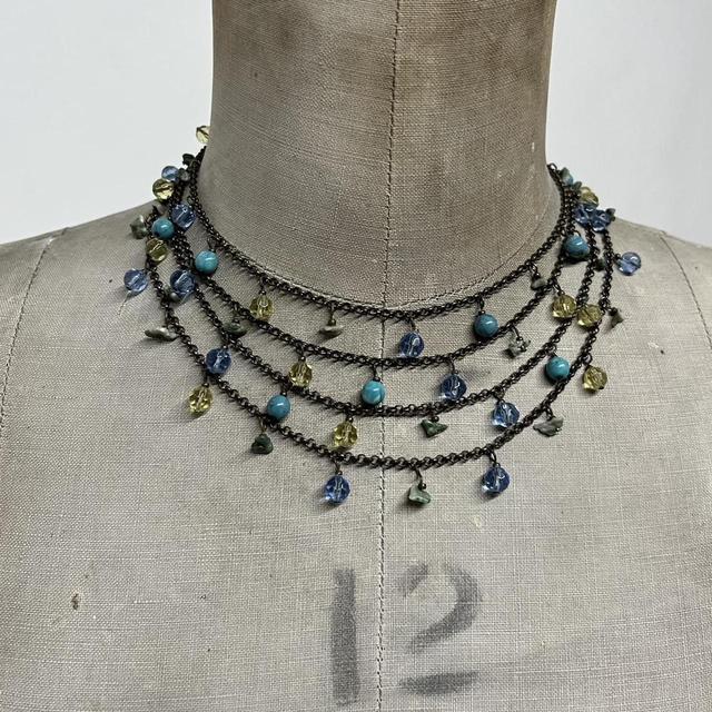 Layered gem chandelier necklace
