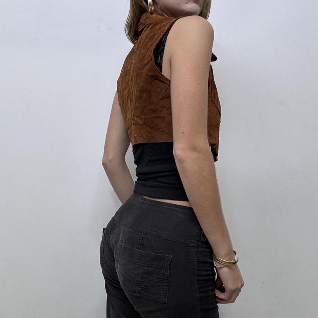 Cropped suede western waistcoat vest