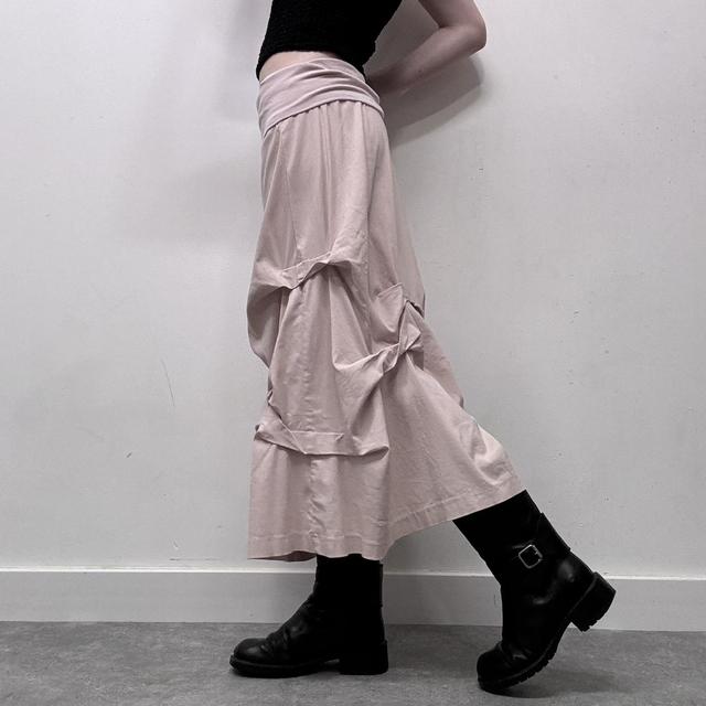 Pink gathered drape maxi skirt