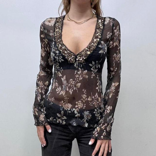 Sheer floral fairy blouse