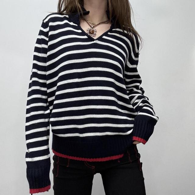 Knitted striped slouchy oversized jumper