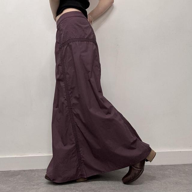 Purple pleated cargo maxi skirt
