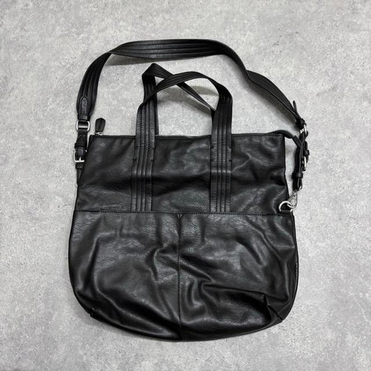 Slouchy black leather shoulder bag