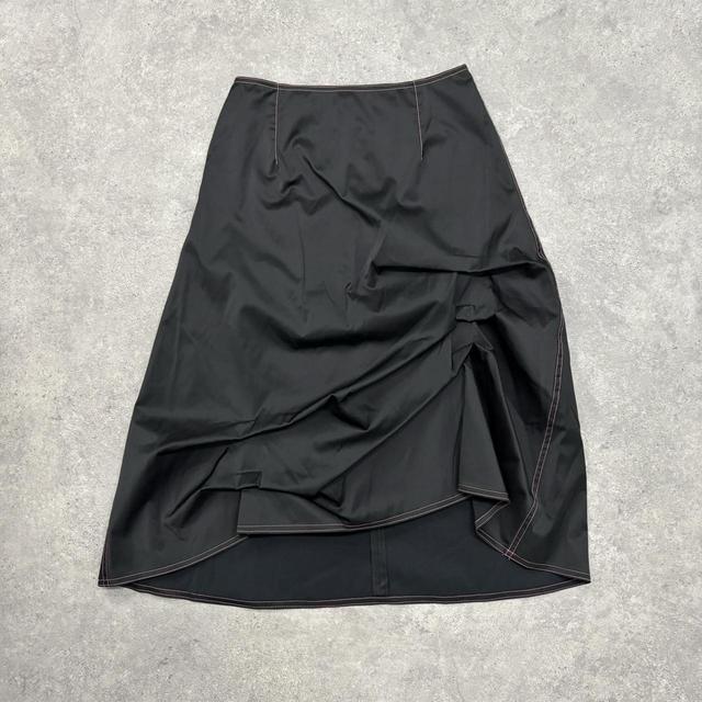 Black puff gathered structured skirt