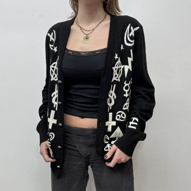 Graphic symbols black cardigan