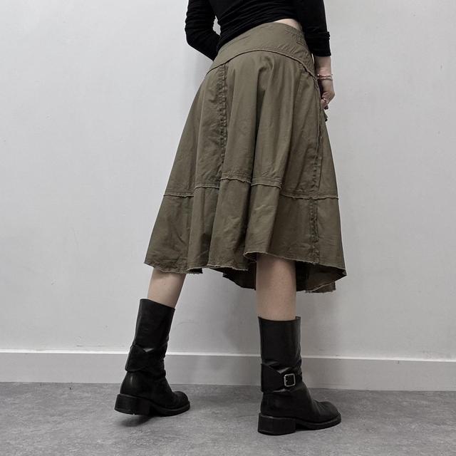 Khaki utility flared cargo skirt