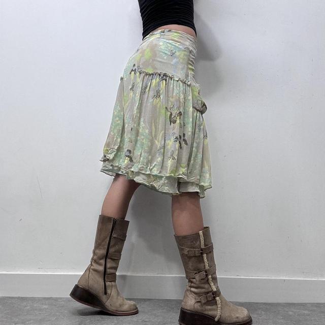 Pastel silk floral midi skirt