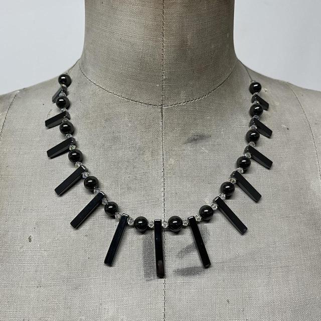 Beaded gothic hematite necklace