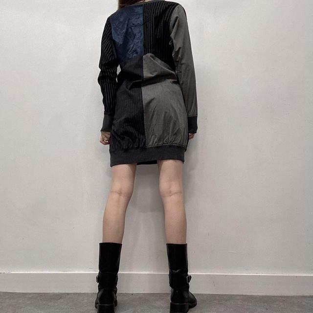 Structured puff cargo patchwork dress