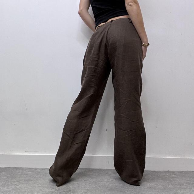 Oversized brown linen trousers