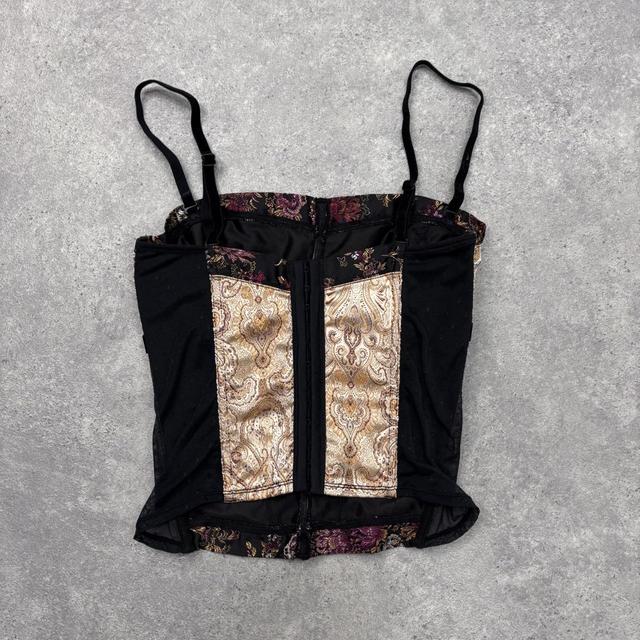 Silky paisley bow corset