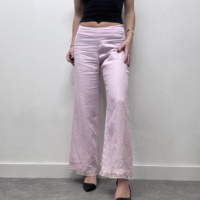 Pink lace wide leg trousers