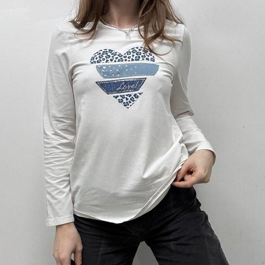Y2k graphic heart long sleeve tshirt