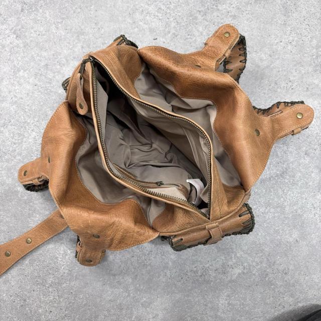 Tan leather slouchy stitch bag