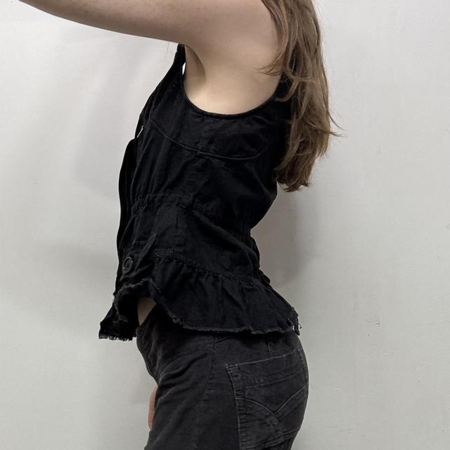 Black frayed distressed vest waistcoat