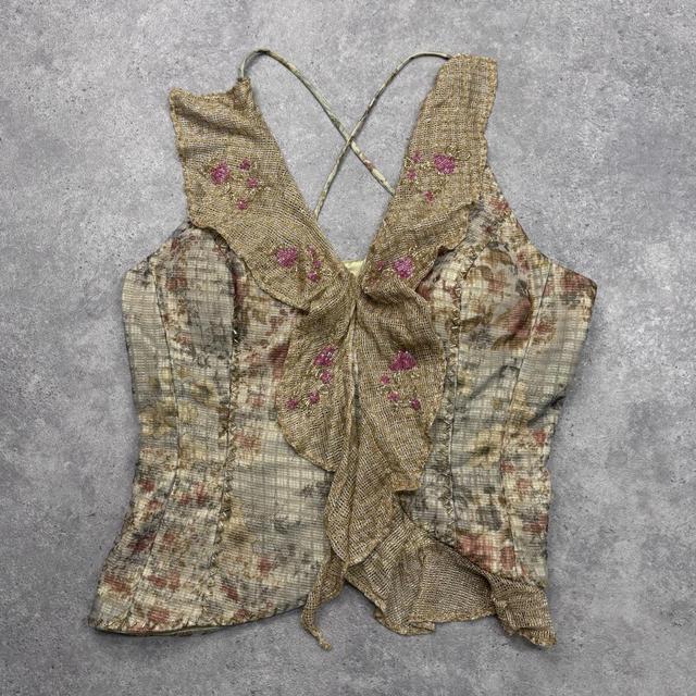 Lace floral fairy flutter vest