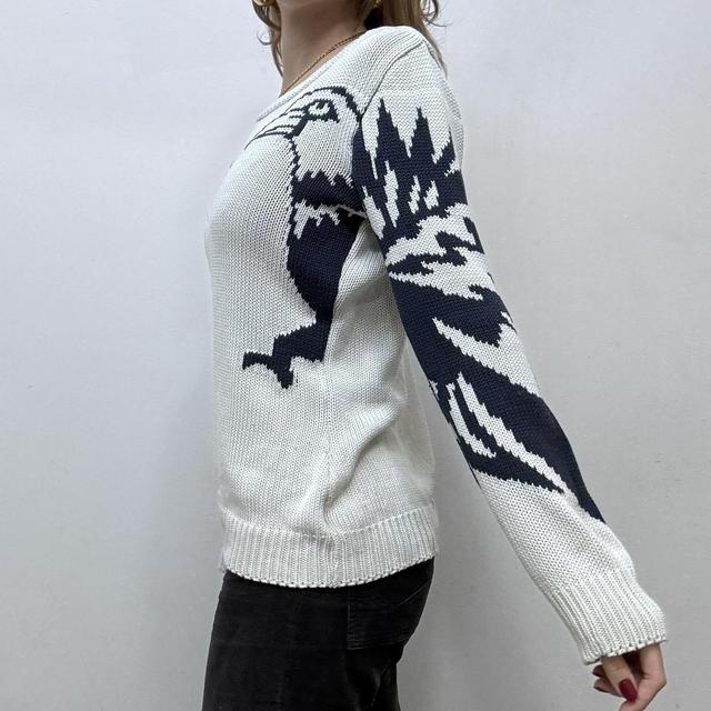 Graphic cotton eagle knitted jumper