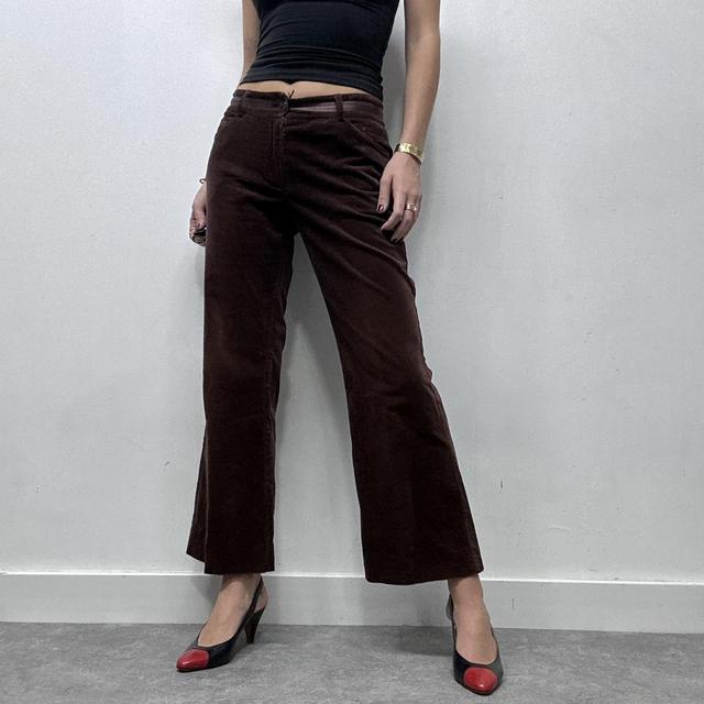 Brown velvet flared jeans