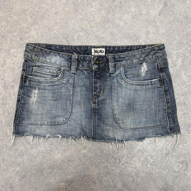 Denim fray mini skirt
