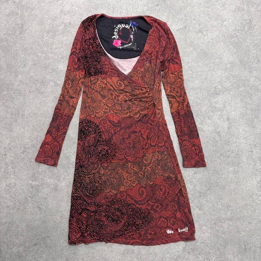 Orange paisley grunge dress
