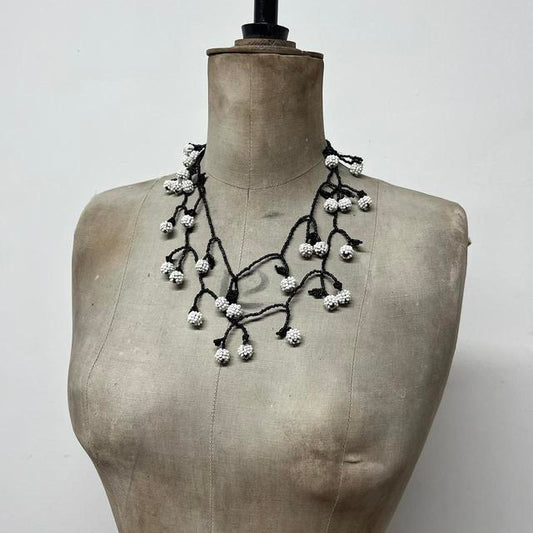 Beaded flower cherry necklace