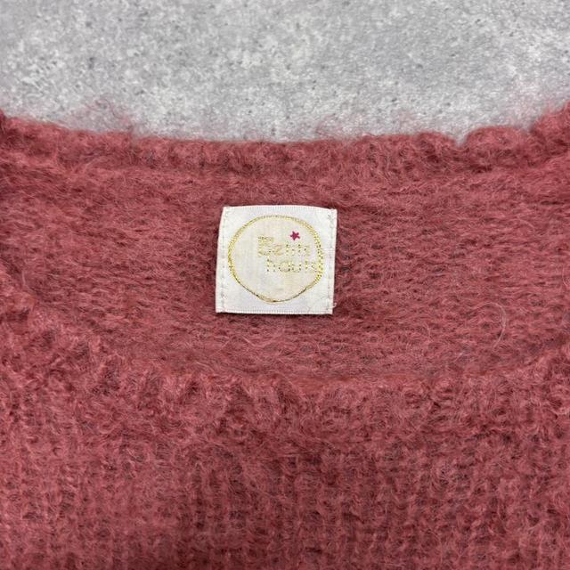 Sheer pink mohair knit slouchy jumper