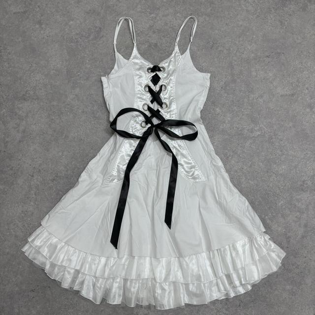 White flare corset grunge dress