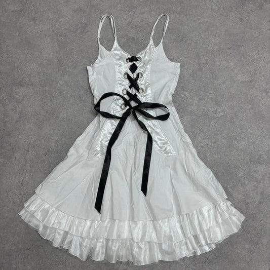 White flare corset grunge dress