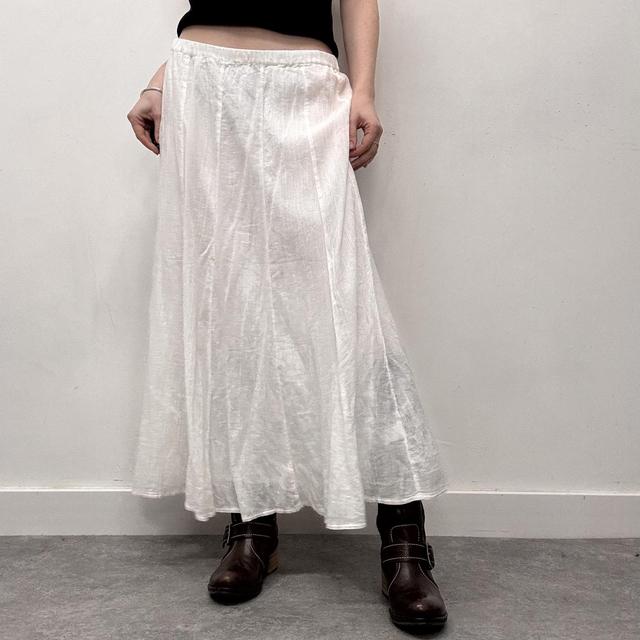White cotton flared maxi skirt