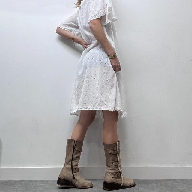 White cotton coquette midi dress