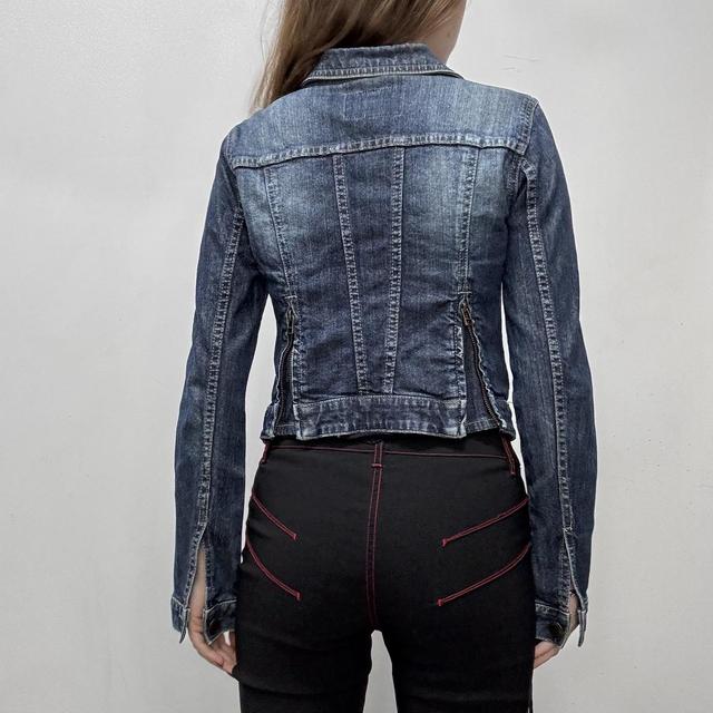 Distressed cropped denim jacket